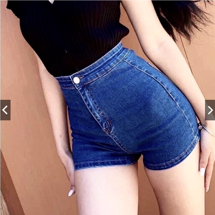 Quần short jean nữ cạp cao gen bụng - Quần sooc bò nữ lưng cao