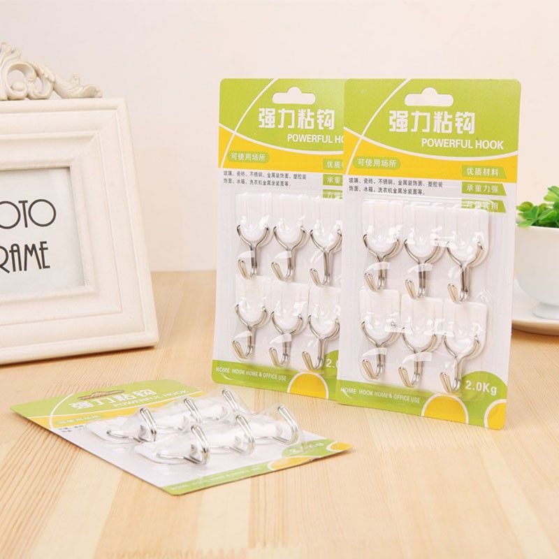 Bộ 6 Móc Treo Dán Tường Siêu Dính Màu Trắng.