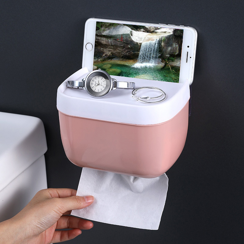 Hộp đựng cuộn giấy vệ sinh chống thấm nước gắn tường trong nhà không đinh ốc tiện lợi