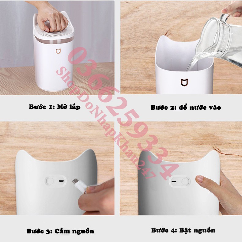 [XẢ LỖ + 2 lõi lọc] Máy tạo ẩm Humidifier dung tích 3 lít công suất lớn máy phun sương