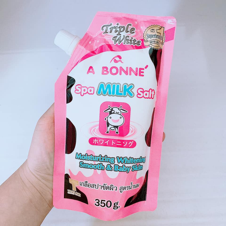 Muối Tắm Trắng Da Tẩy Da Chết SPA BONE' (A Bone' Spa Milk Salt) Thái Lan - Muỗi Tắm Tẩy Tế Bào Chết Con Bò Hồng