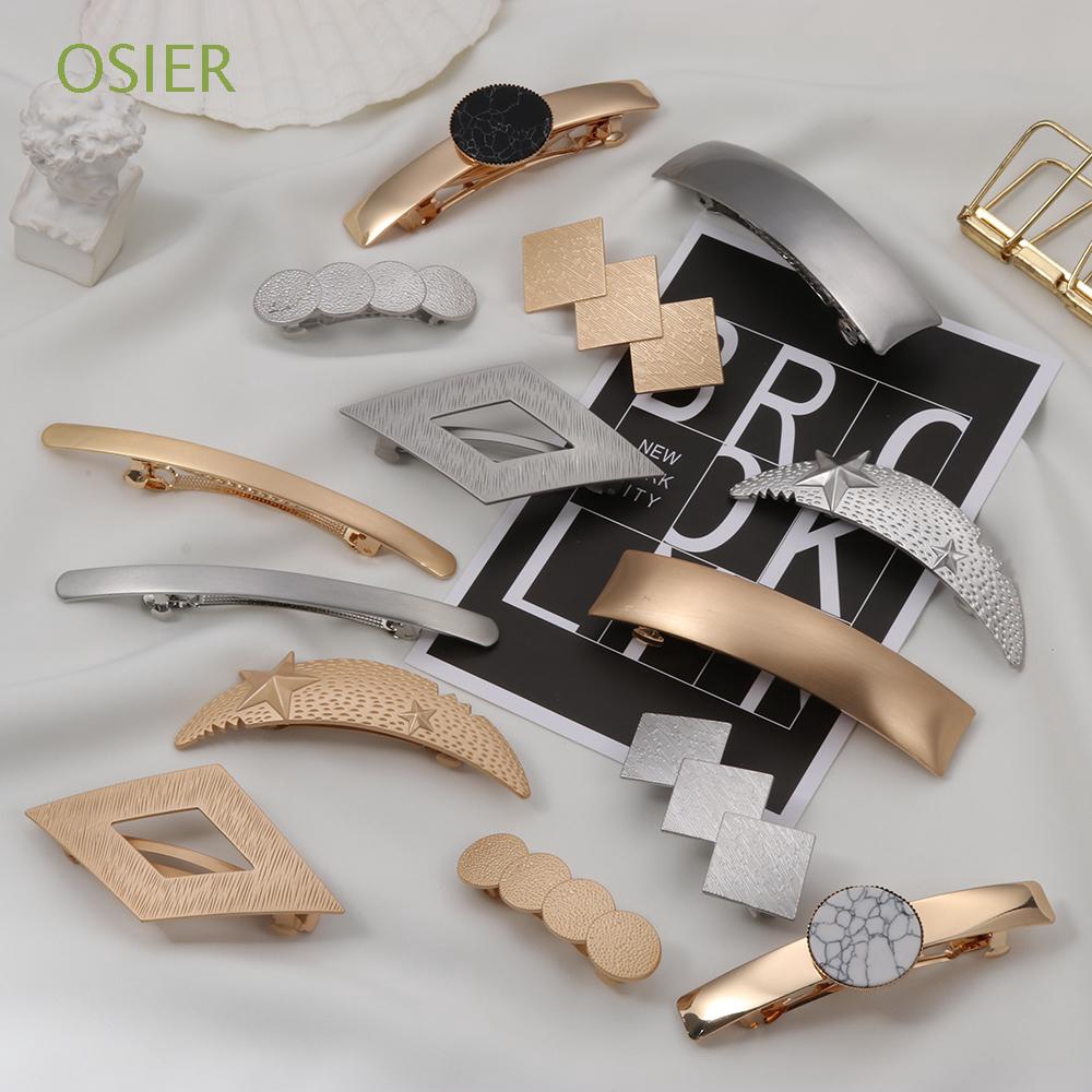 Dây cột tóc kim loại họa tiết hình học thời trang