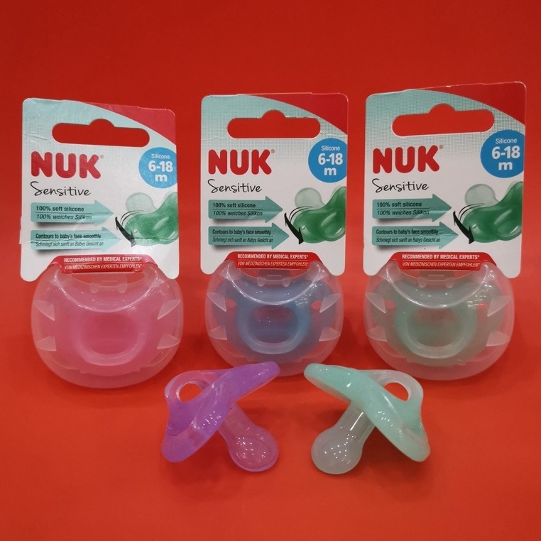 Ti giả NUK Sensitive silicone 0-6M và 6-18M (Vỉ 1 chiếc)