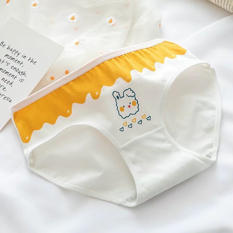 Sét 5 Quần Lót Nữ Cotton Thoáng Khí Hoạ Tiết Thỏ Vàng Đáng Yêu 898