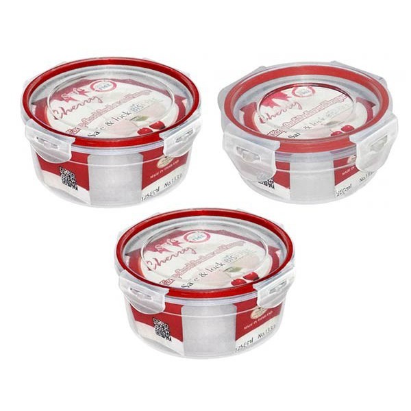 Bộ 3 hộp đựng thực phẩm tròn Cherry