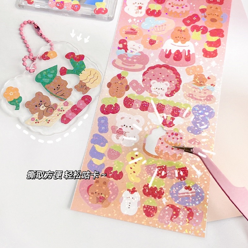 🌸Tấm dán sticker bling bling trang trí ảnh móc khoá dễ thương