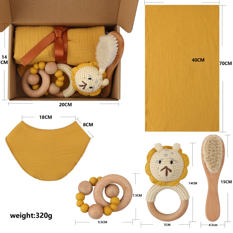 Bộ 5 Yếm Tam Giác Đan Len Mặt Sư Tử Dễ Thương Cho Bé