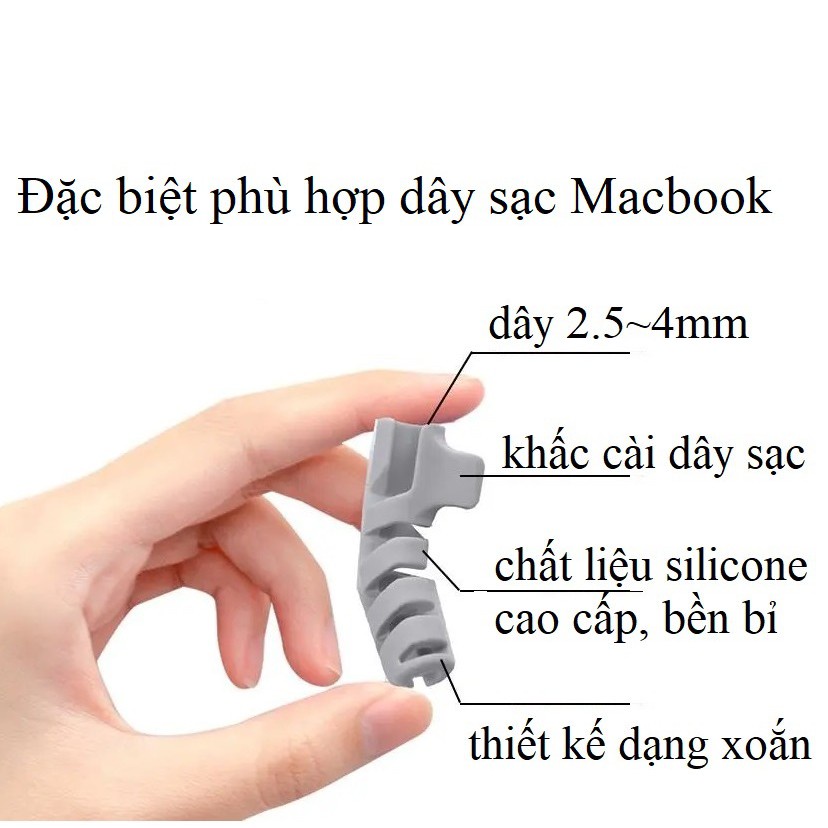 Case , Ốp bảo vệ sạc Macbook, đa năng 3 trong 1 kèm bộ cuốn bảo vệ chống đứt gãy đầu dây sạc