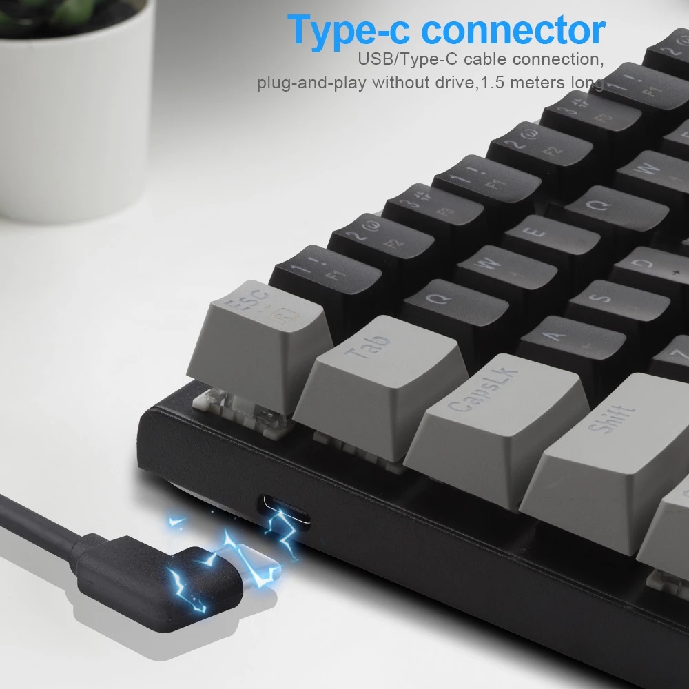 Bàn phím cơ E-YOOSO Z11 60% Mini 61 phím có HOTSWAP, cáp nối type C tháo rời được, nhỏ gọn dễ dàng bỏ vào balo