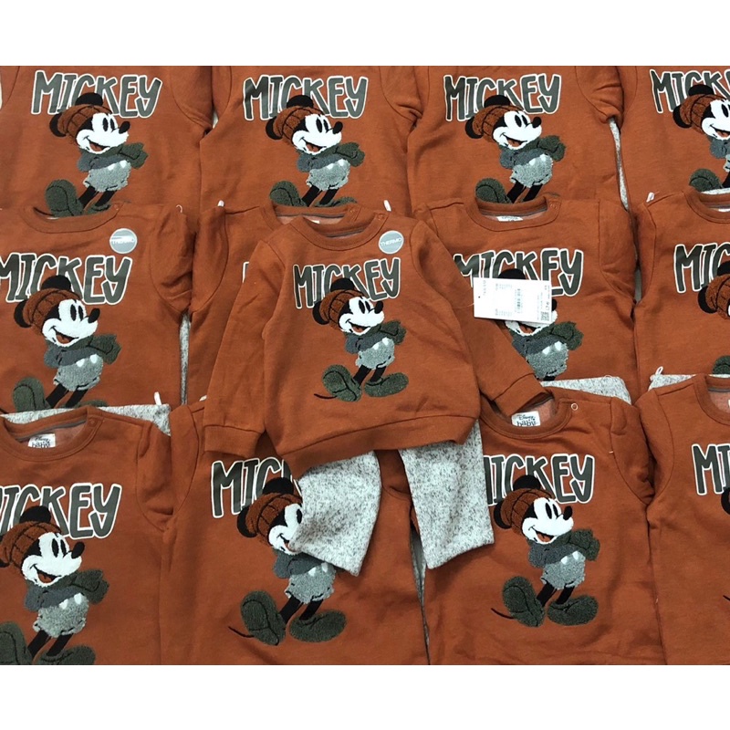 Bộ nỉ bông mickey nâu cam caramel CA dư xịn 3-15kg