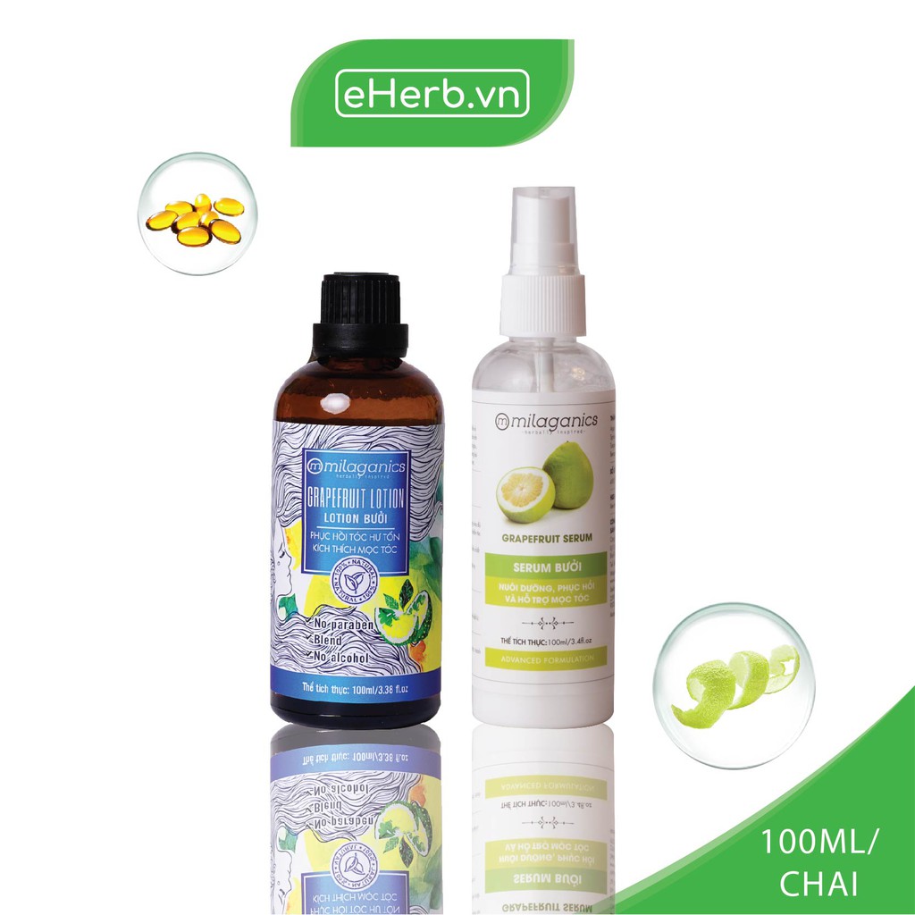 Combo Serum &amp; Lotion Bưởi Kích Thích Mọc Tóc, Ngăn Ngừa Rụng Tóc MILAGANICS (100ml/ Chai)