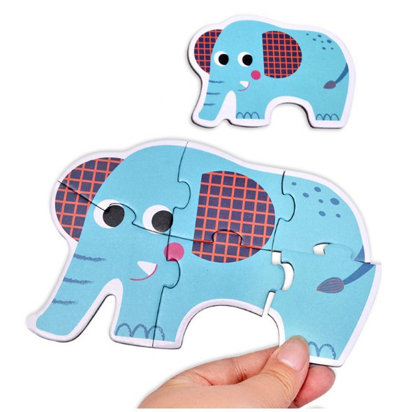 Đồ chơi bộ xếp hình 6 mảnh ghép/hình Puzzle size to, hộp giấy chọn chủ đề cho bé