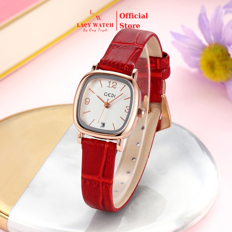Đồng hồ nữ LaCy Watch đồng hồ đeo tay dây da chống nước kèm lịch mặt vuông nhỏ số kết hợp thanh lịch DHVVGE0004 | BigBuy360 - bigbuy360.vn