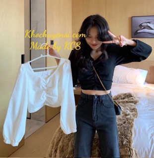 Áo Kiểu Cổ V Dún Ngực Siêu Xinh