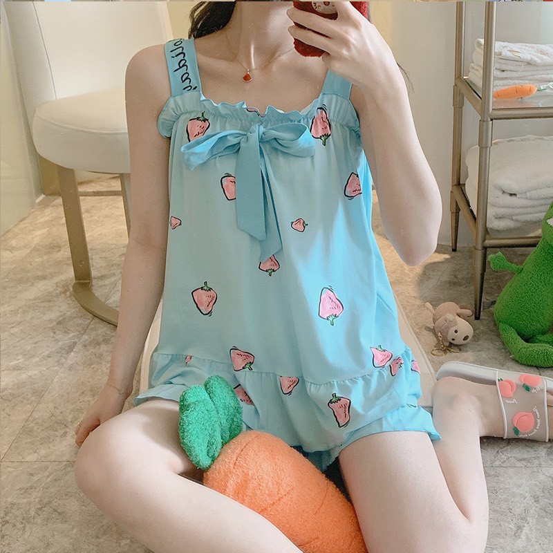 Bộ mặc nhà 🌹FREESHIP🌹 Bộ Ngủ Nữ Áo 2 dây cute Siêu Đẹp Siêu Rẻ Hít hót AN10 (bán sỉ)