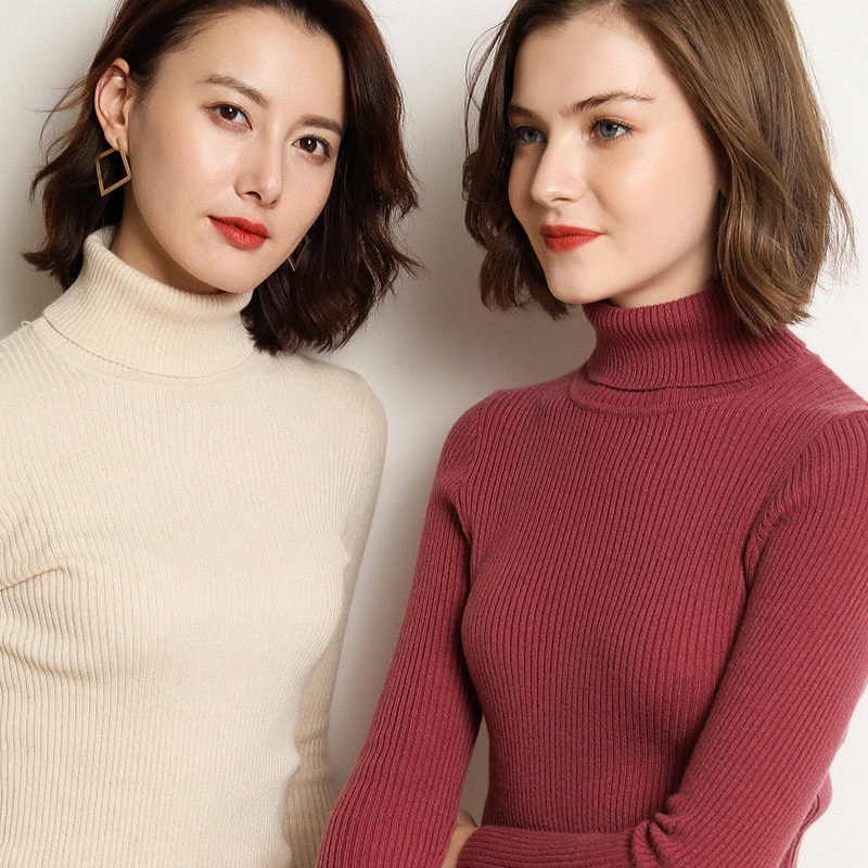 Áo Sweater Cổ Lọ Tay Dài Siêu Nhẹ Chất Liệu Co Giãn Thoải Mái