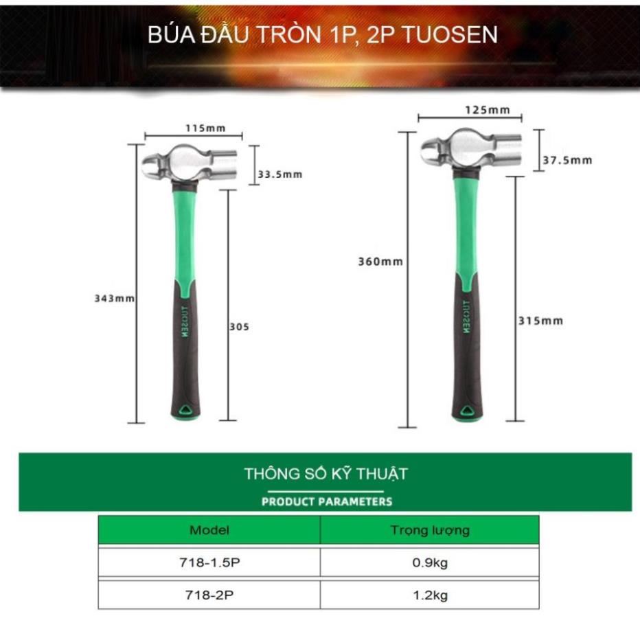❤️FREESHIP❤️ Búa đầu tròn 1P, 2P thép 65# Tuosen