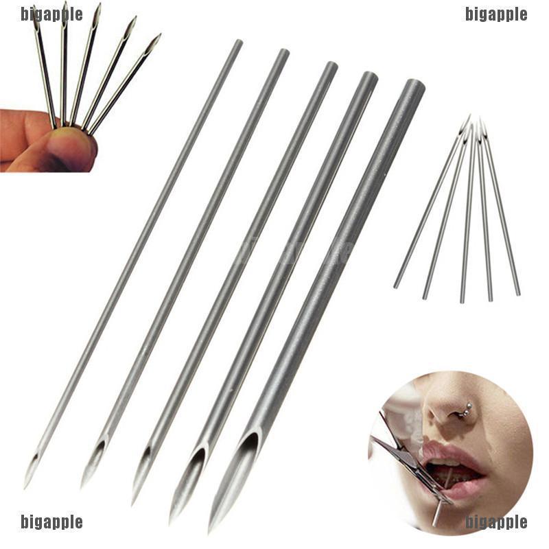 [Hàng mới về] Set 10 kim xỏ khuyên cơ thể 12/14/16/18G bằng thép không gỉ tiện dụng