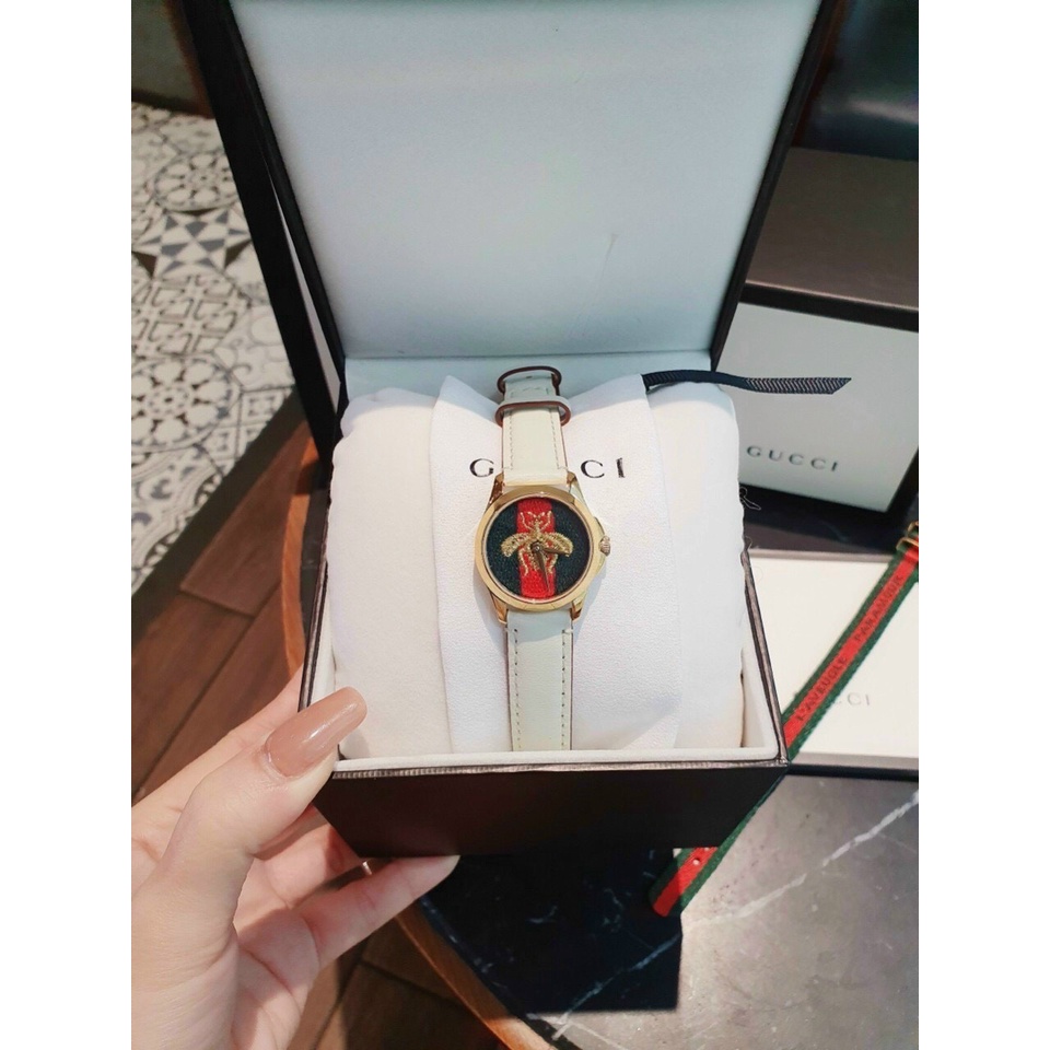 Đồng hồ nữ GUCCI ong 28mm, tặng kèm bộ dây vải + bộ hộp cao cấp, máy Swissquartz pin 5 năm