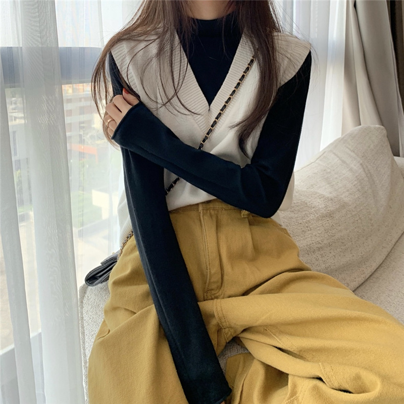 Áo Dệt Kim Nữ Sát Nách Cổ Chữ V Màu Trơn Thời Trang