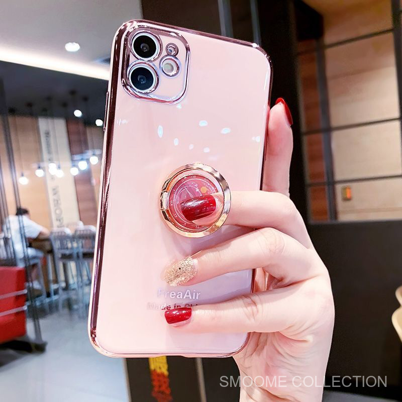 Ốp Điện Thoại Silicon Chống Sốc Hình Đồng Hồ Mạ Điện Có Giá Đỡ Cho iPhone 7Plus 8Plus 11 11Pro XS X XSMAX 8 7 XSMAX