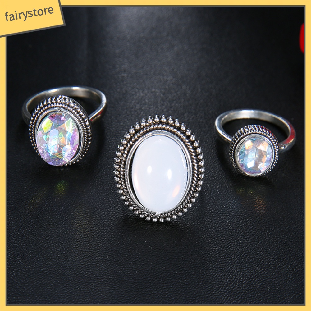 Set nhẫn đính đá nhân tạo thời trang nữ dễ thương