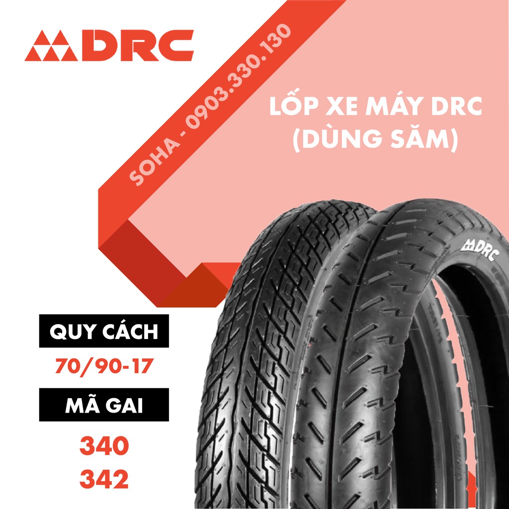 Vỏ/Lốp Xe Các Loại  70/90-17 Gai D340 & D342 - DRC