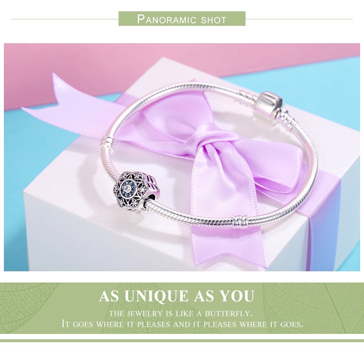 Hạt xỏ Bamoer SCC247 bằng bạc 925 hình bông tuyết xinh xắn dùng để làm vòng tay thủ công