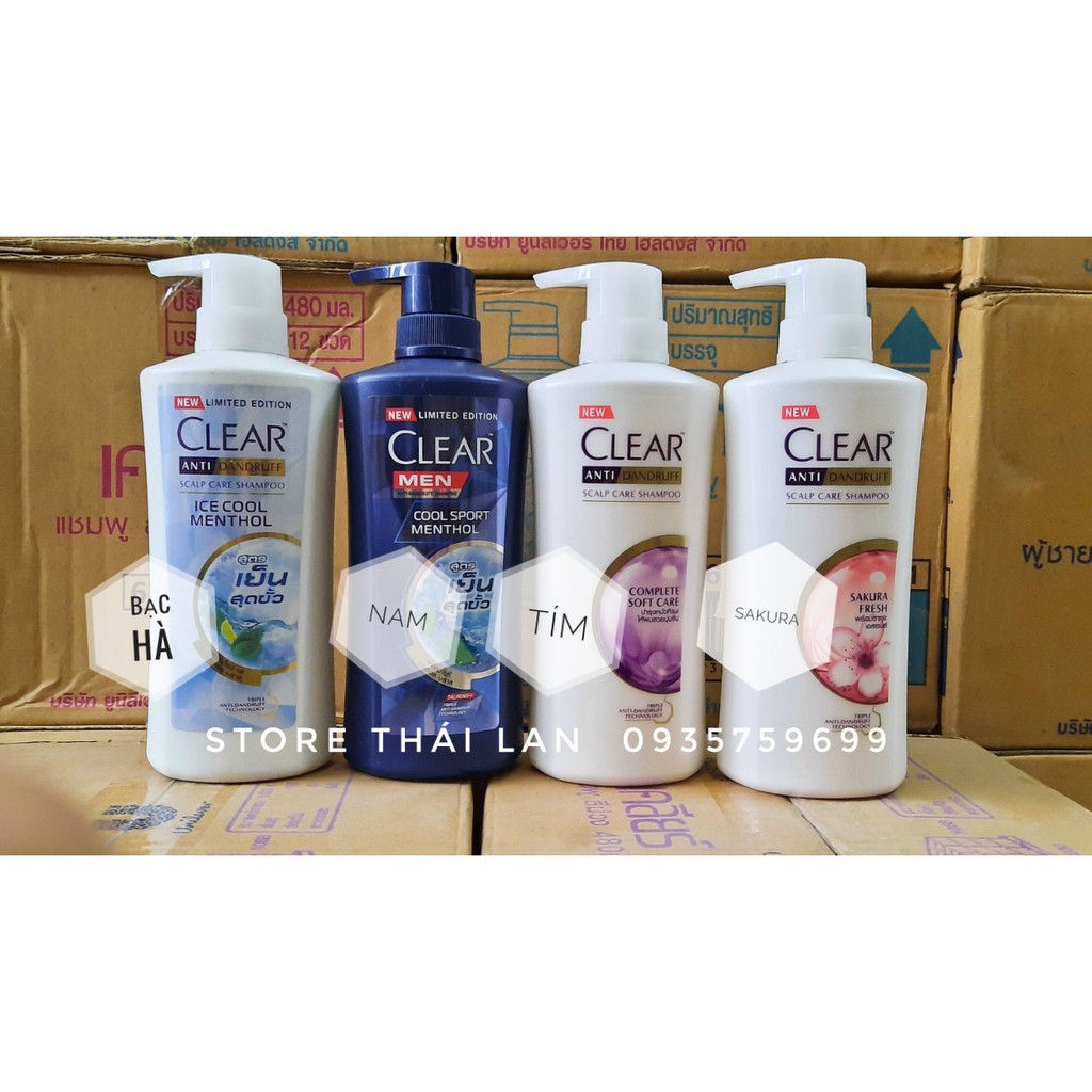 [CHÍNH HÃNG] Dầu Gội Đầu Clear Các Loại Thái Lan 450ml - 480ml