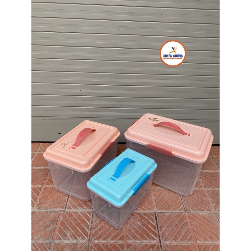 Hộp thực phẩm có quai xách, zoăng silicon chống trà tiện lợi 6628