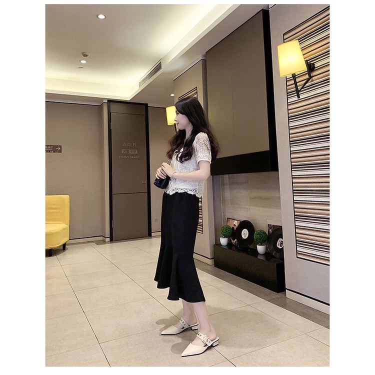 Giày sục nữ mũi nhọn da mềm khóa gài gót cao 3cm