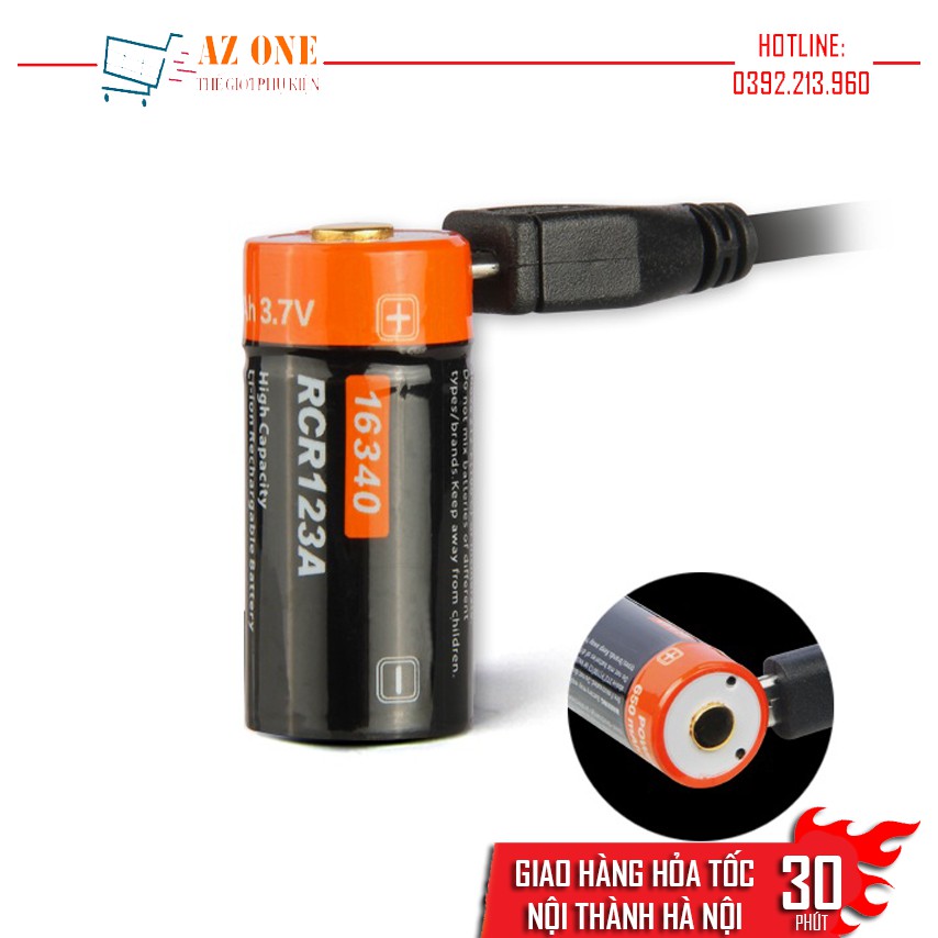 Pin Sạc Cổng Micro USB 3.7V 650mAh 16340 Doublepow DP-CR123A - Hàng Chính Hãng