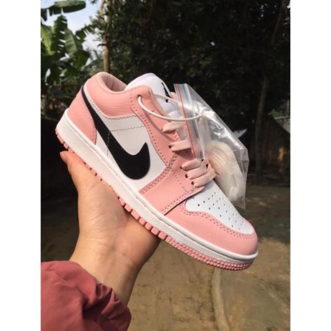 Giày Jordan cổ thấp nữ màu hồng cực xinh, Giày Jordan 1 low pink, Sneaker nữ air jd1 bóng rổ bản đẹp full box bill