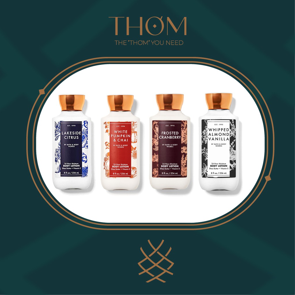 WHIPPED ALMOND VANILLA | LAKESIDE CITRUS | WHITE PUMPKIN & CHAI | FROSTED CRANBERRY - Dưỡng Thể Toàn Thân B&BW