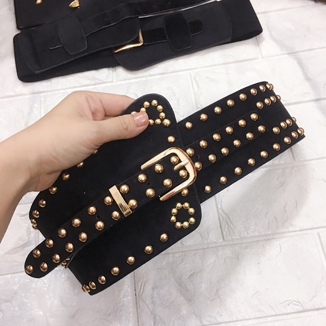 Dây nịt thun đính đinh cá tính