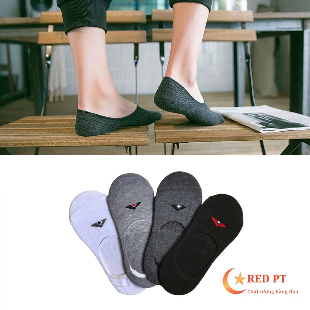 Tất lười nam chống tụt gót vớ đi giày lười thun cotton thấm hút RED PT