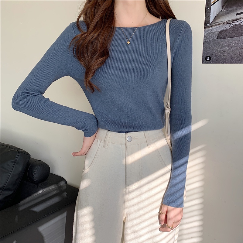 Áo len nữ ZHELIHANGFEI dáng ôm màu trơn dễ phối đồ