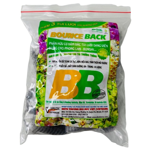 Phân bón Bounce Back ( Phân hữu cơ đậm đặc túi lưới dạng viên chuyên dùng cho phong lan- Bonsai...)