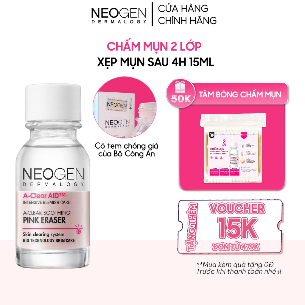 Chấm Mụn 2 Lớp Xẹp Mụn Sau 4H Neogen Dermalogy A-Clear Aid Soothing Pink Eraser 15ml