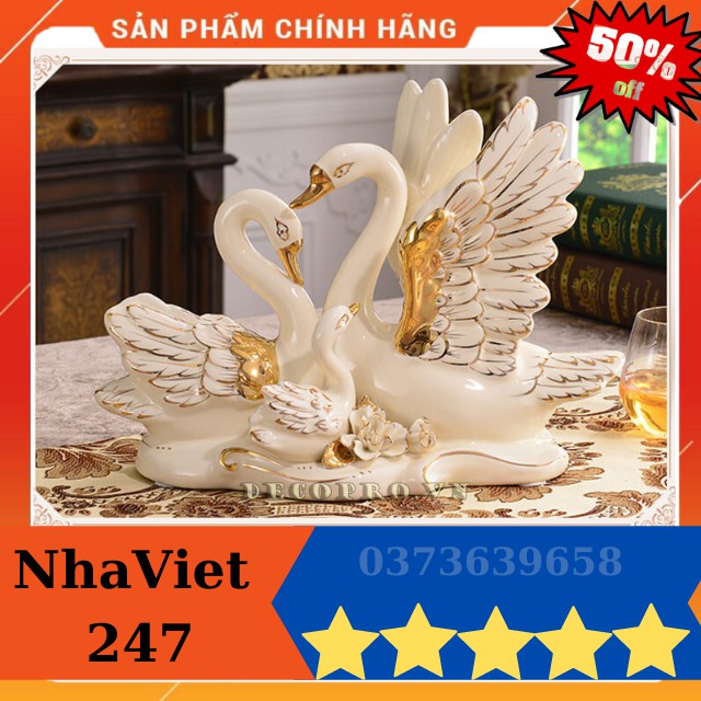 [ GỐM NHẬP KHẨU ]  Bộ Tượng Gia Đình Thiên Nga Hạnh Phúc -Decor bàn,Tủ- Phong Thủy, Sang Trọng -Tinh Tế -đầy ý nghĩa