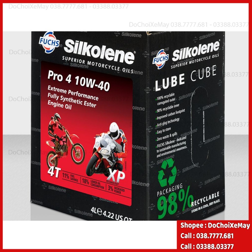 [Mã LIFEAU5SALE giảm 10% đơn 50K] Nhớt Fuchs Silkolene Pro 4 10w40 XP 4T can 4L tiết kiệm . DoChoiXeMay