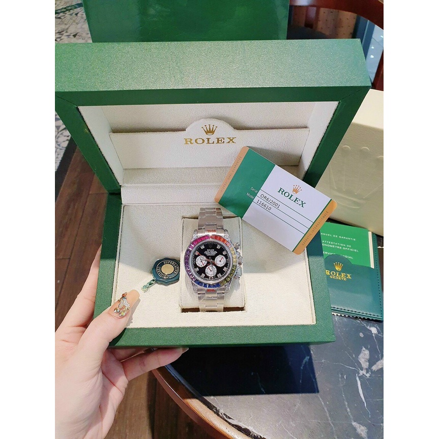 Đồng hồ đeo tay nam, đồng hồ nam ROLEX chính hãng full box cao cấp, 6 kim siêu đẹp, máy cơ Automatic, viền đá cực sang