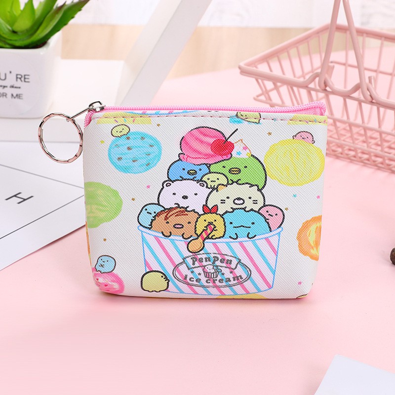 Ví cầm tay có khóa kéo in họa tiết hoạt hình dễ thương cho học sinh