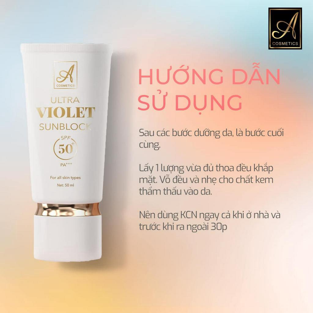 Kem chống nắng A cosmetics nâng tone kiềm dầu, dưỡng trắng da mặt Ultra Violet Sunblock SPF 50++