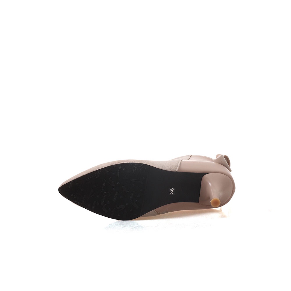 IELGY Giày Bốt Cao Gót 7cm Mũi Nhọn Màu Trơn Phối Khóa Kéo Cá Tính Cho Nữ