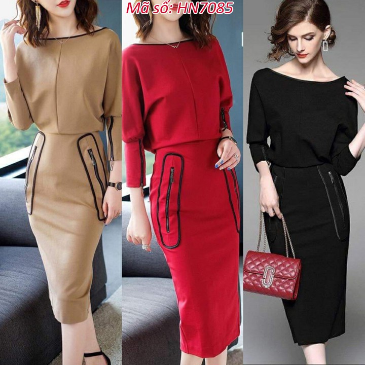 👉💥MỚI VỀ - XINH LUNG LINH 💥👗 #HN7085 ĐẦM ÔM BODY TAY CÁNH DƠI PHỐI VIỀN SANG TRỌNG CÁCH ĐIỆU CÓ SIZE LỚN