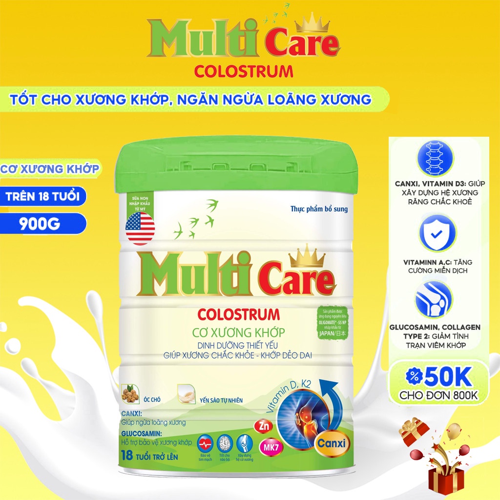 Sữa Multi Care Colostrum Hỗ Trợ Cơ Xương Khớp 900g Tăng Cơ Chắc Khỏe Cho Người Từ 18 Tuổi Trở Lên Np