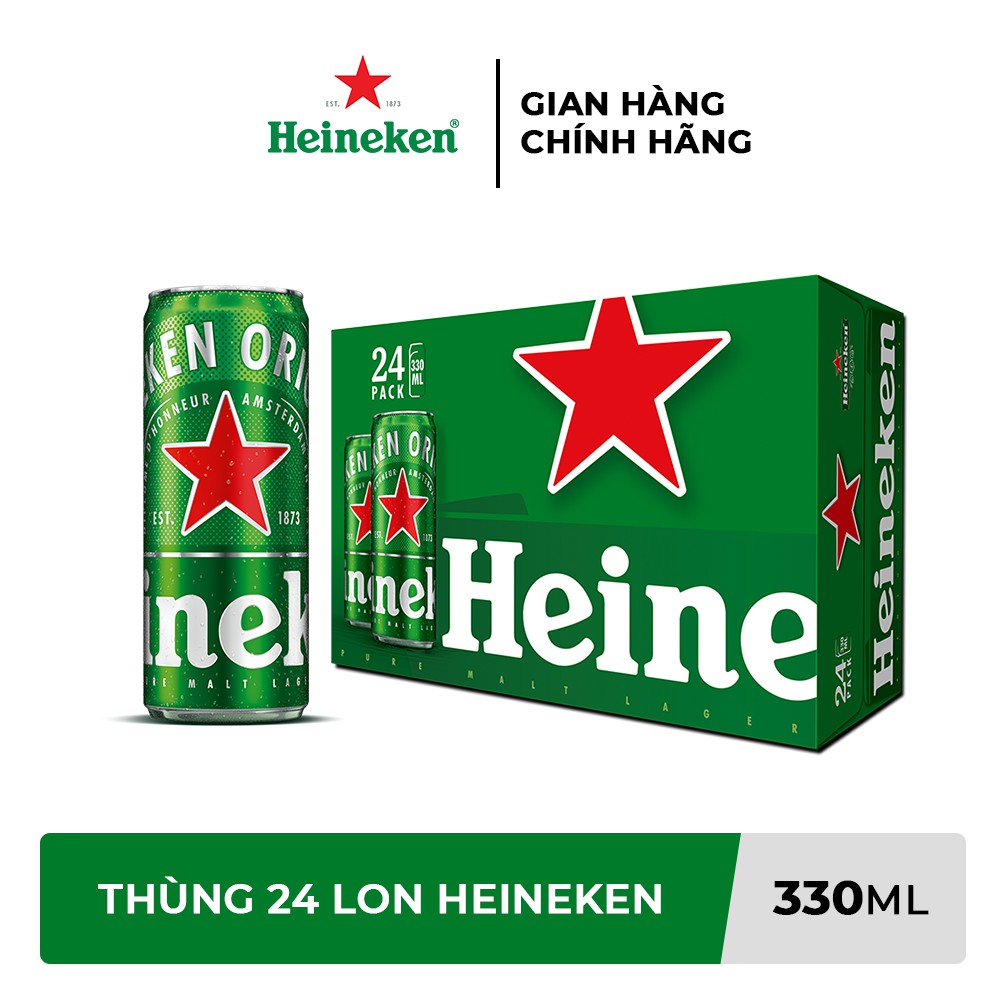 GIAO NHANH HCM - Thùng 24 lon bia Heineken 330ml/lon