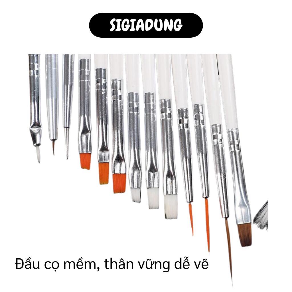 [SGD] Cọ Vẽ Móng - Bộ 15 Cây Cọ Vẽ Nails Chuyên Dụng, Tán Vân Đá 6012