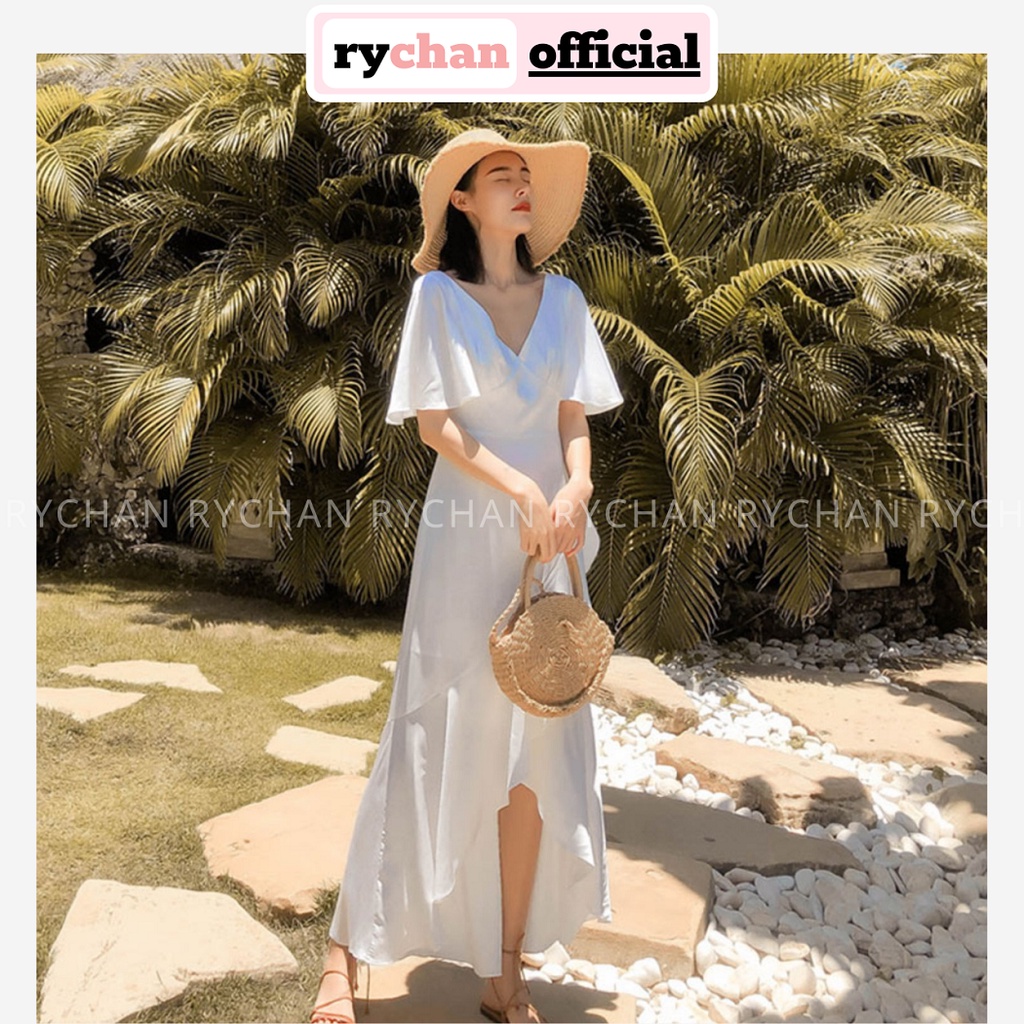 Đầm Maxi Đi Biển Đuôi Bèo Cổ V Tay Loe Nhẹ Nhàng - DX0093